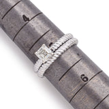 14K White Gold EGL Cert 0.63Ct I VS1 Asscher Cut Diamond Soldered Band Ring Set