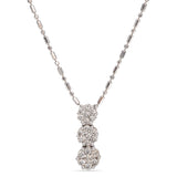 14K White Gold Triple 0.93 TCW Diamond Cluster Pendant Bar & Bead Chain Necklace