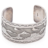 Vintage Sterling Silver Storyteller Southwestern Cuff Bracelet