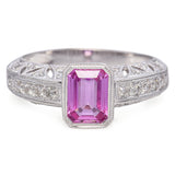 14K White Gold 0.88ct Pink Sapphire and Diamond Ring