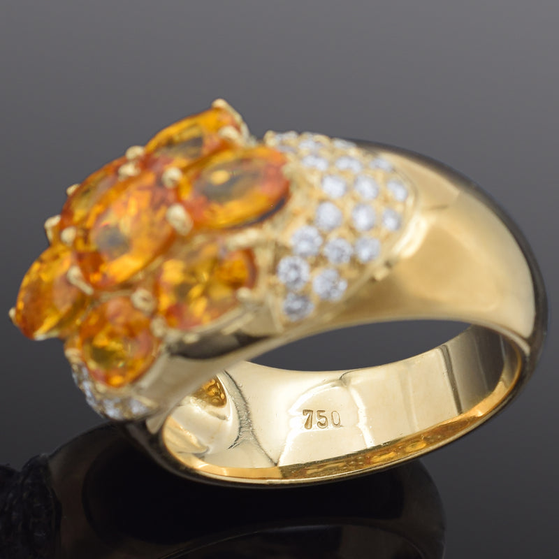 Estate Yellow Sapphire & 0.63 TCW Diamond 18K Yellow Gold Band Ring Size 7