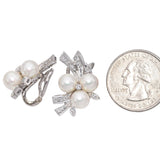 14K White Gold Pearl and 0.40 TCW Diamond Clip On Earrings