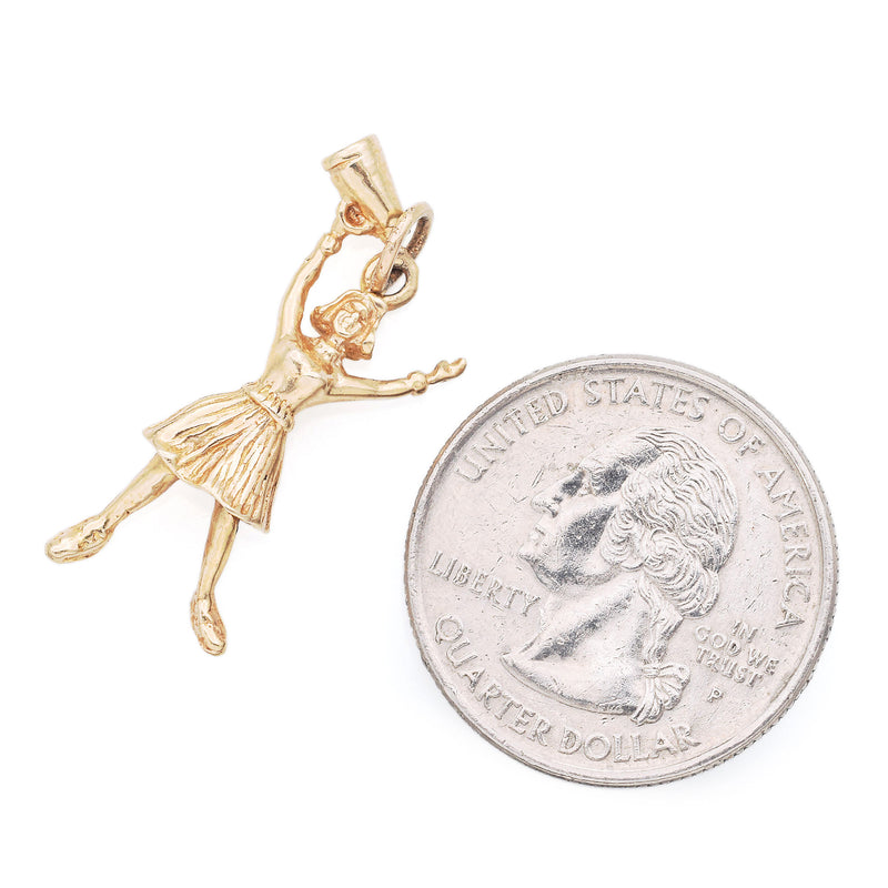 Vintage 14K Yellow Gold Cheerleader Charm Pendant 3.1 Grams