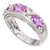 14K White Gold Oval 1.89 TCW Pink Sapphire and Accent Diamond Ring