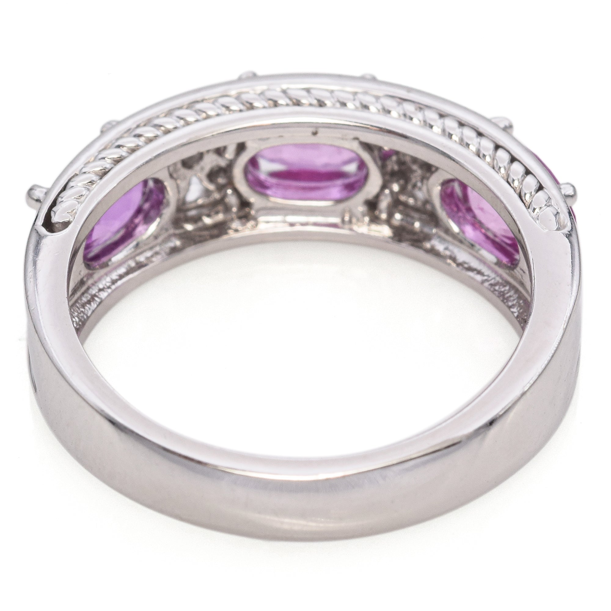 14K White Gold Oval 1.89 TCW Pink Sapphire and Accent Diamond Ring