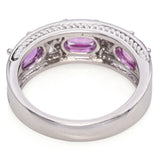 14K White Gold Oval 1.89 TCW Pink Sapphire and Accent Diamond Ring