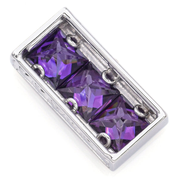 Estate Albor 18K White Gold Amethyst Slider Pendant 20 x 10 mm