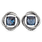 David Yurman Sterling Silver Blue 2.68 TCW Blue Topaz Infinity Stud Earrings