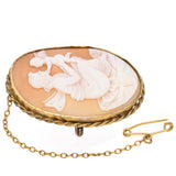 Antique Yellow Gold Cameo Psyche and Hedone Brooch