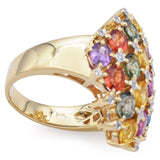 Estate 14K Yellow Gold 9.50 TCW Multi-Color Sapphire & 0.32 TCW Diamonds Ring