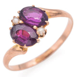 Antique 9K Yellow Gold Amethyst & Pearl Ring