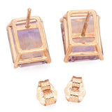 14K Yellow Gold 6.12 TCW Emerald Cut Bi-Color Ametrine Stud Earrings