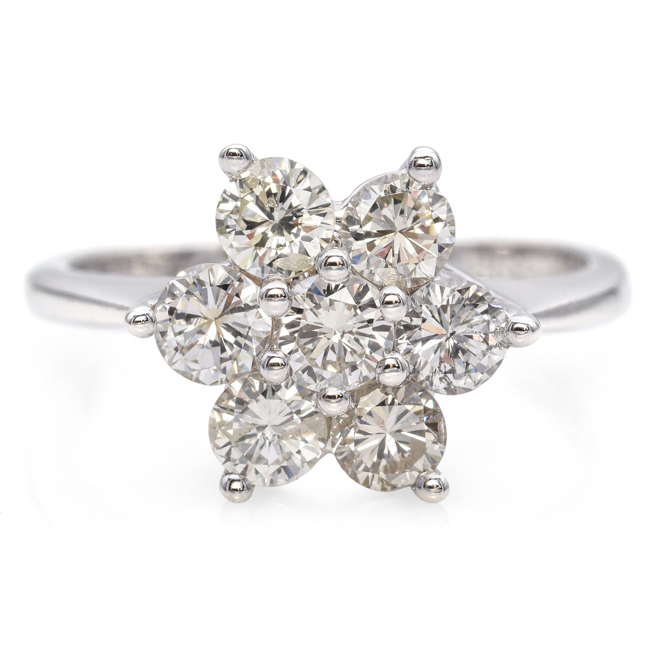 14K White Gold 1.035 TCW Diamond Floral Halo Engagement Ring