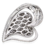 14K White Gold Pavé and Baguette 2.74 TCW Diamond Heart Pendant