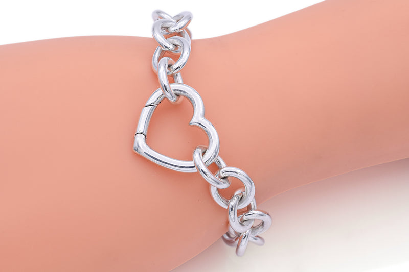 Tiffany & Co. Sterling Silver Heart Chain Bracelet – Blue Ribbon 