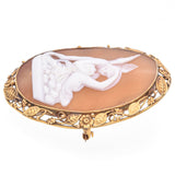 Antique 14K Yellow Gold Cameo Eros Waking Up Psyche Brooch