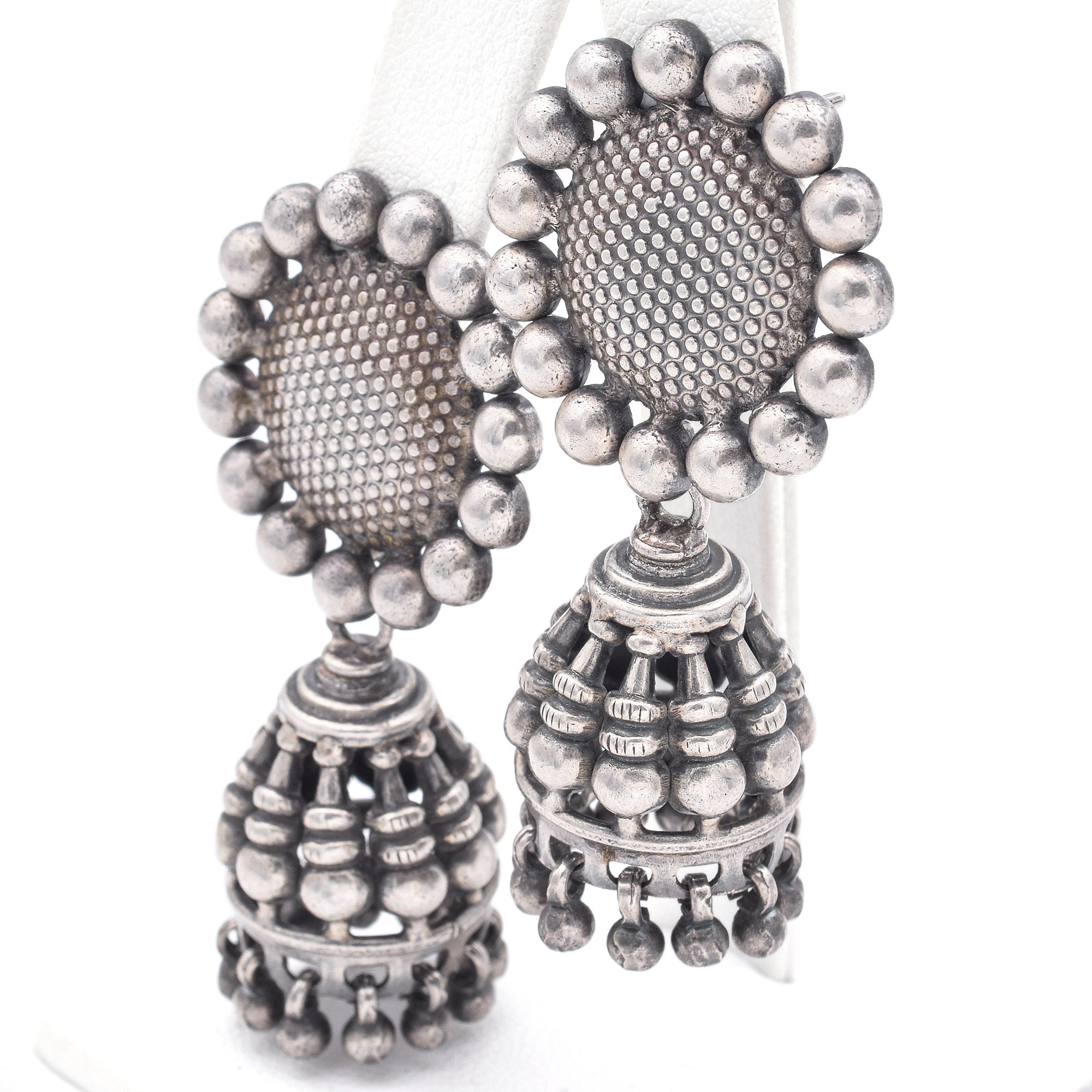 Estate 925 Sterling Silver Jhumka Bell Earrings