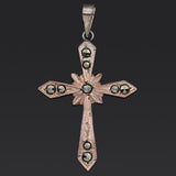 Vintage Marcasite 8K Yellow Gold Cross Pendant