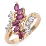 14K Yellow Gold Marquise Ruby and Diamond Ring