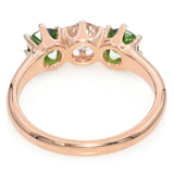 Antique 14K Yellow Gold Demantoid Garnet & .44ct Diamond Three-Stone Band Ring