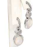 David Yurman Sterling Silver Pavé Set Diamond and Quartz Drop Earrings