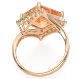 14K Yellow Gold Citrine, Tourmaline, Diamond Ring