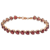 10K Yellow Gold 16.5 TCW Garnet Heart Tennis Bracelet