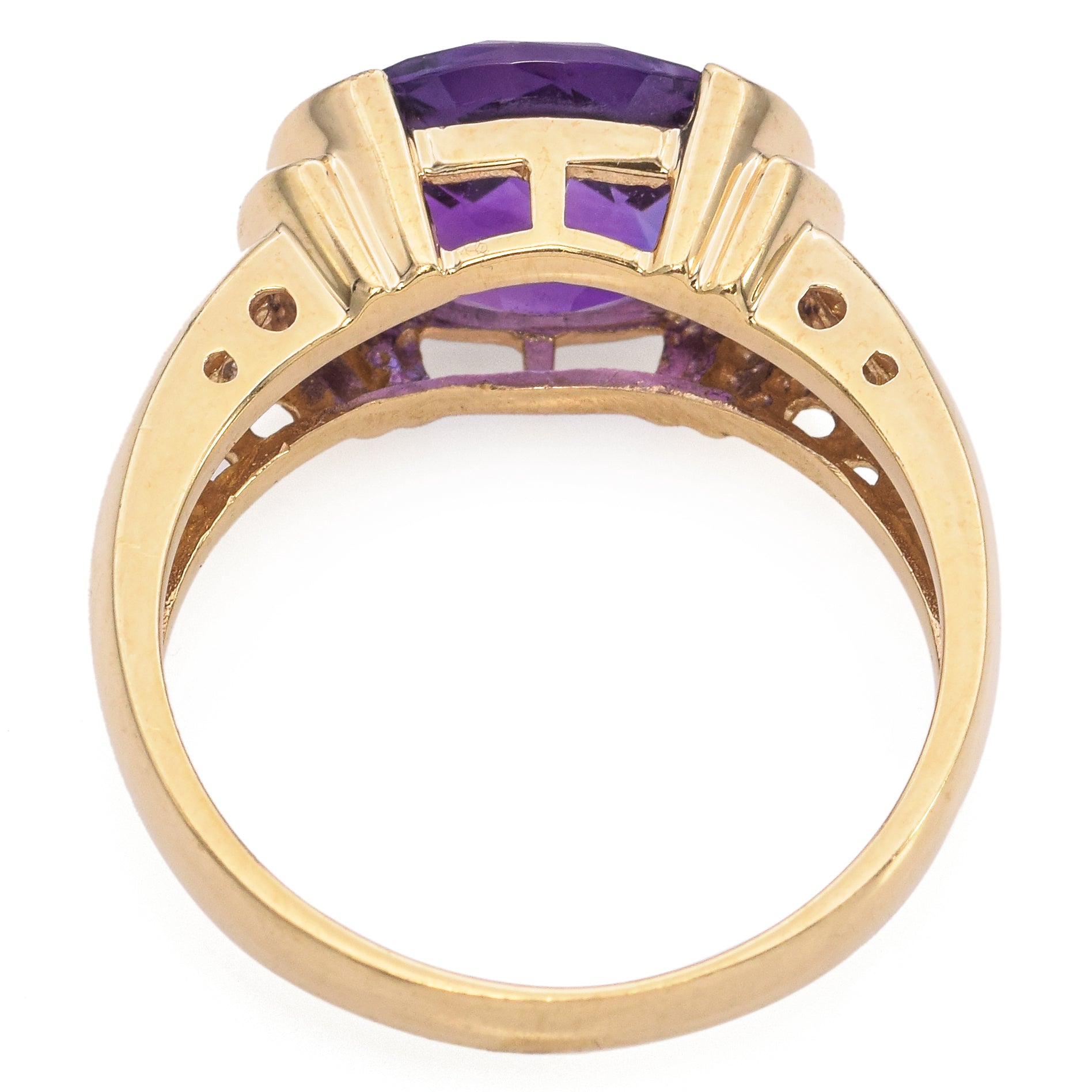 14K Yellow Gold 3.07 TCW Amethyst & Accent Diamond Ring