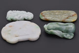 Lot of 4 Vintage Green & White Jade Carved Fruit & Lock Pendants