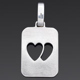 Vintage GUCCI Sterling Silver Double Heart Dog Tag Pendant