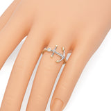 14K Yellow and White Gold Bezel Set Diamond Anchor Ring with Twisted Rope Shank