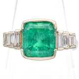 Estate 14K Yellow Gold Square 2.79Ct Emerald & 0.50TCW Diamond Ring Size 6