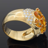 Estate Yellow Sapphire & 0.63 TCW Diamond 18K Yellow Gold Band Ring Size 7