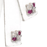 14K White Gold Ruby and Diamond Stud Earrings