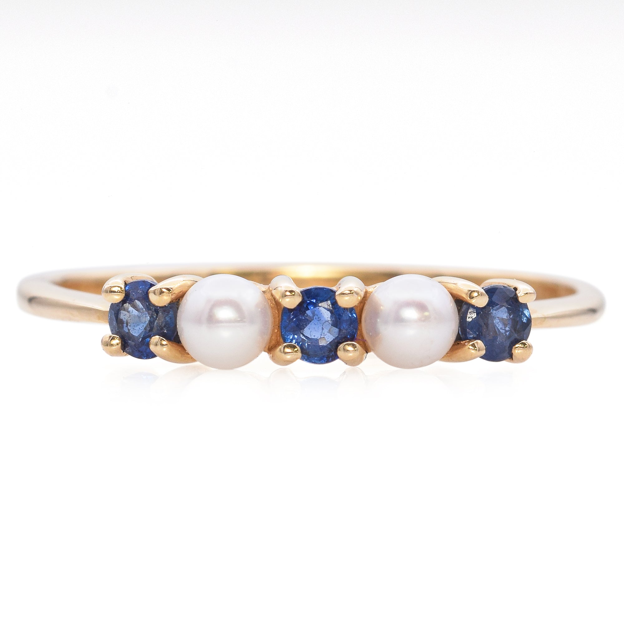 Tiffany & Co. 14K Yellow Gold 0.27 TCW Sapphire and Pearl Ring