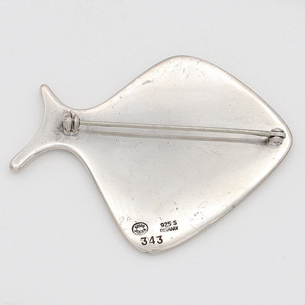Vintage Georg Jensen 343 Sterling Silver Fish Brooch Pin