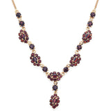 Vintage 18K Yellow Gold Garnet Y Drop Necklace 16 Inches