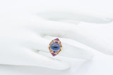 Vintage 14K Yellow Gold 4.06 Ct Lab Sapphire & Ruby Band Ring Size 6