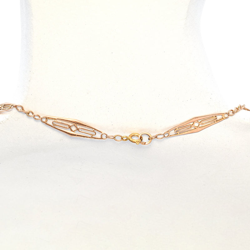 Vintage 10K Rose Gold Filigree Necklace