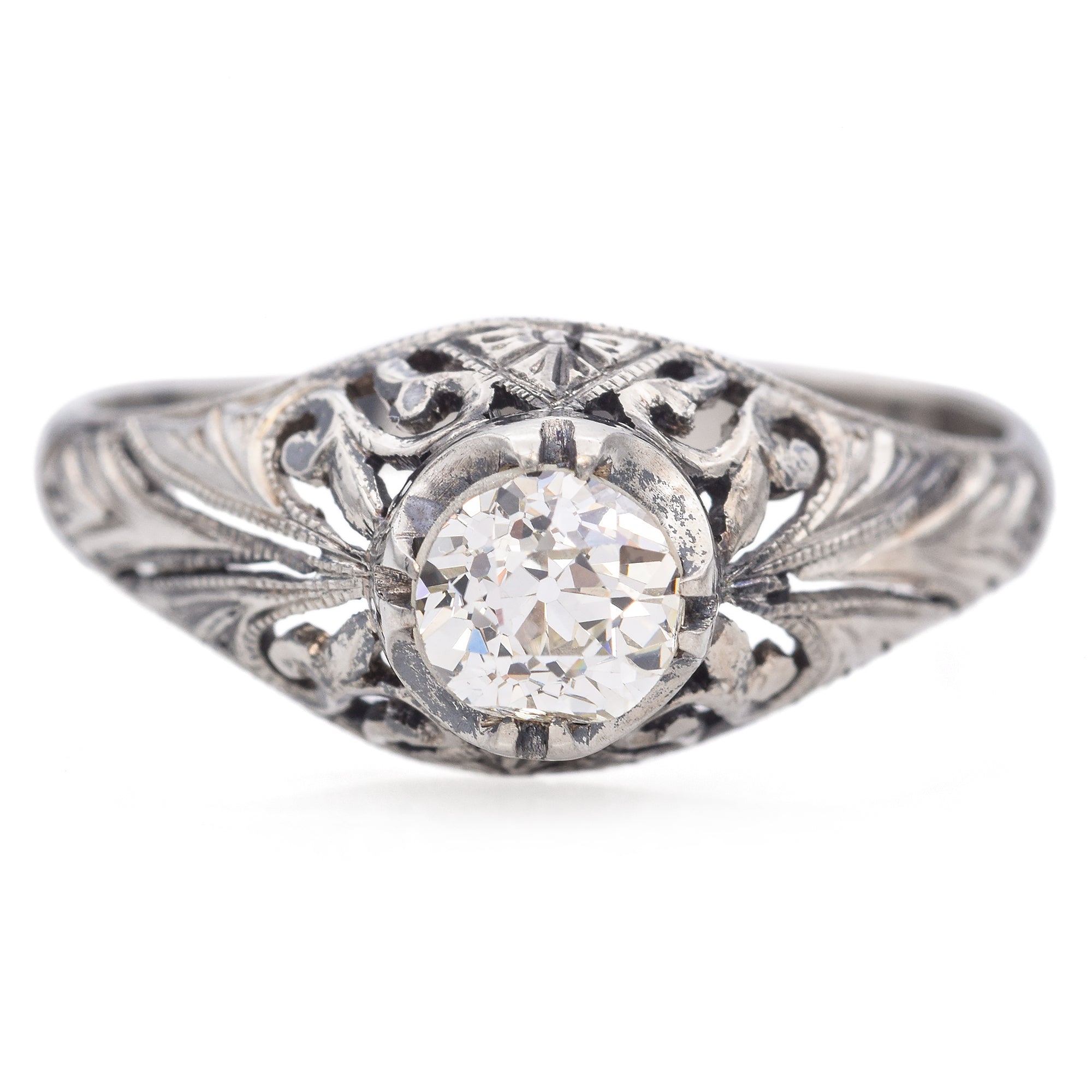 Antique Art Deco White Gold 0.46 Ct Diamond Band Ring