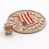 Vintage 925 Sterling Silver Enamel USA American Flag Disk Charm Pendant