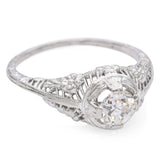 Vintage 18k White Gold 0.54 Ct. Diamond Filigree Engagement Ring