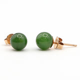 Vintage 10K Rose Gold Nephrite Stud Earrings