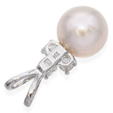 14K White Gold Pearl and Diamond Pendant