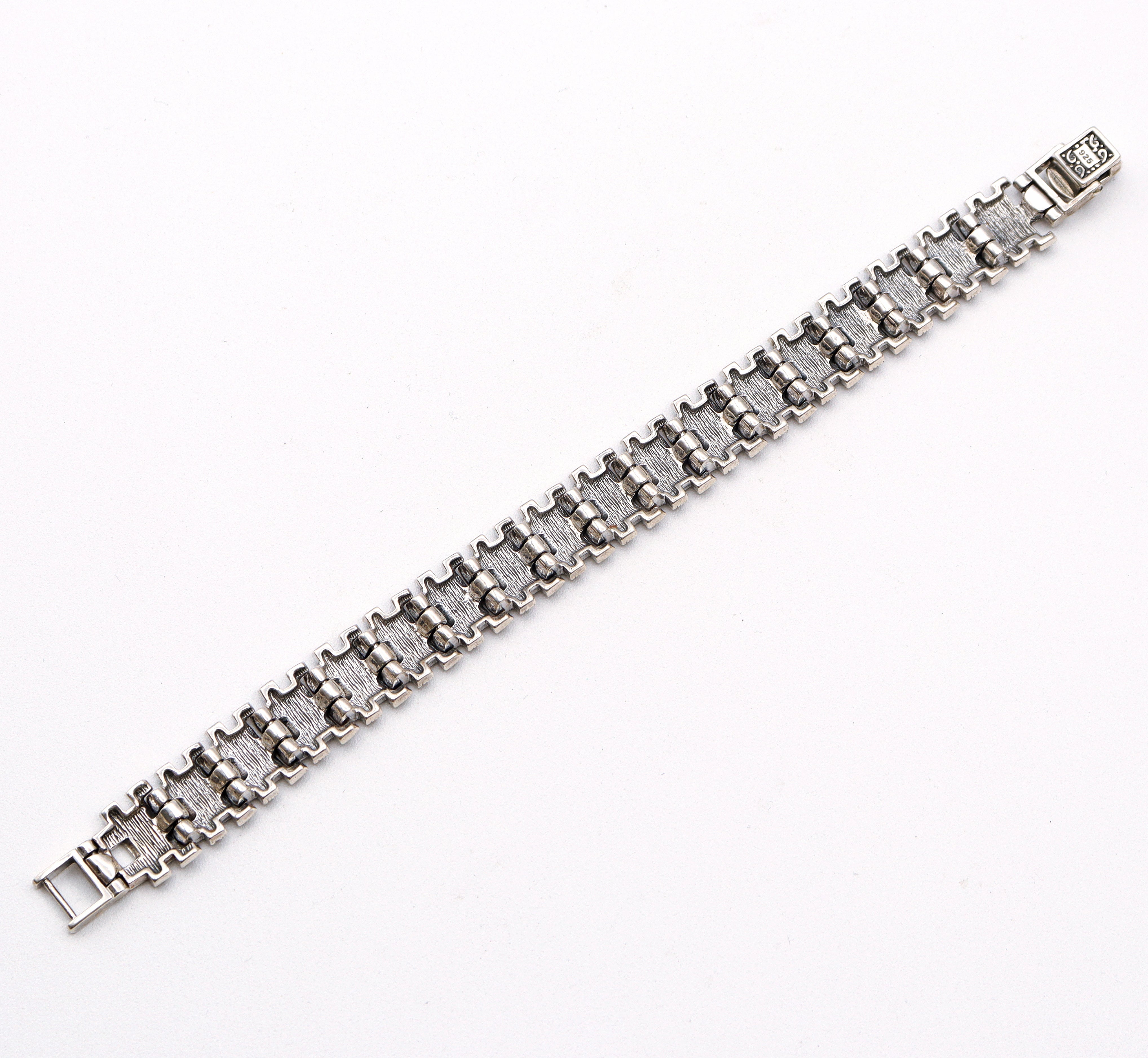 Estate Sterling Silver Marcasite Tennis Link Bracelet, 6.75 Inches