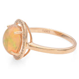 14K Yellow Gold 2.09 Ct. Opal and Diamond Halo Ring