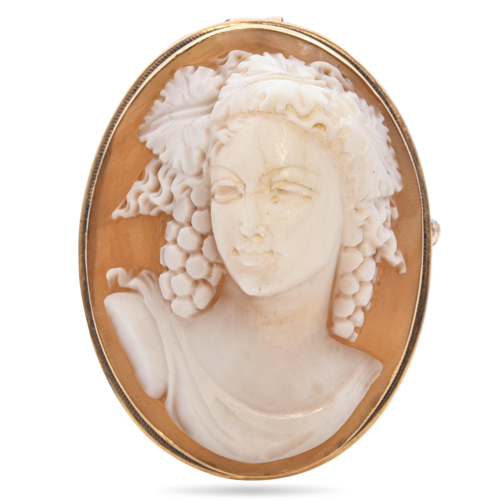 Carved Shell Cameo Brooch Of A factory Pretty Girl