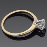 Vintage 14K Yellow Gold, White Gold Setting, 0.54 Ct. Round Diamond Solitaire Band Ring Size 6.75