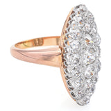 Antique 2.09 TCW Old Cut Diamond 18K Yellow Gold & Platinum Cocktail Ring Size 5