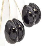 Onyx Sterling Silver Omega Back Clip On Earrings